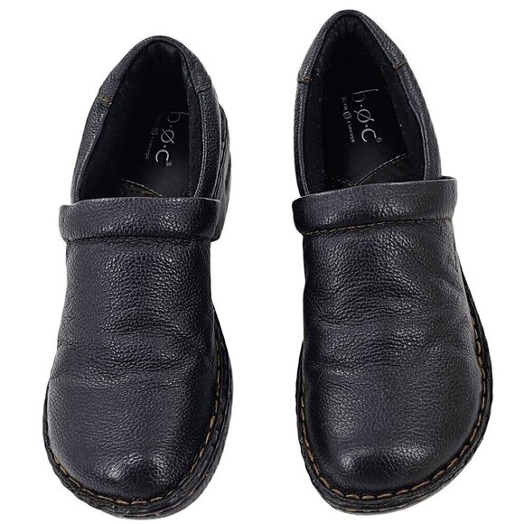 BOC Born Concept Peggy Black Pebbled Leathe rSlip-On Clogs SC3433 Shoes Size 8M - Picture 2 of 8
